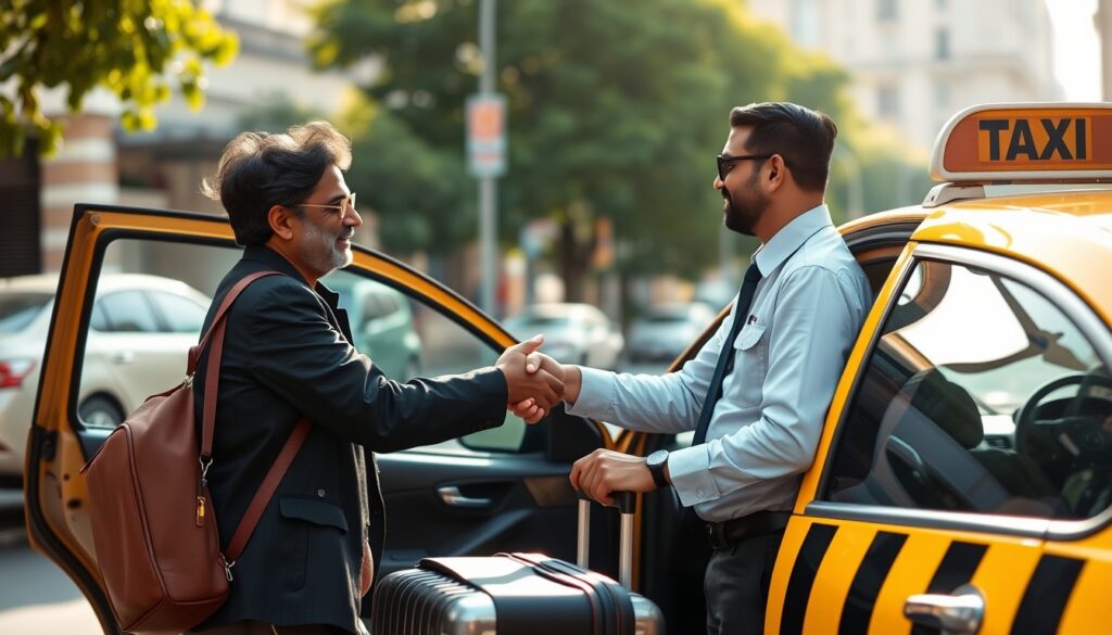 Taxi Driver Shaking Hand with the Customer With Best Indore Taxi Service