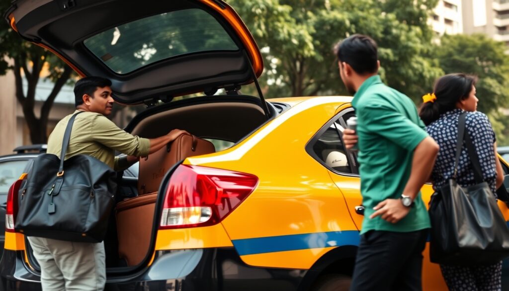 Taxi Driver helping passenger with the Indore's Best GoAD Cabs Service